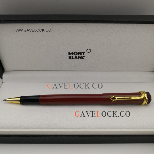 Heritage Rouge Et Noir Mont Blanc Copy Pens Red and Gold Rollerball Pen